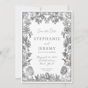 Eleganter botanischer Blumenladen Save the Date Ei Einladung