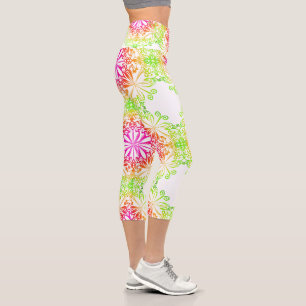 Eleganter botanischer Boho farbenfroher Mandala Capri Leggings