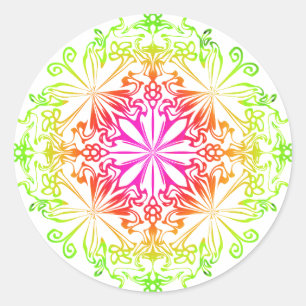 Eleganter botanischer Boho farbenfroher Mandala Runder Aufkleber