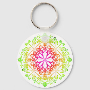 Eleganter botanischer Boho farbenfroher Mandala Schlüsselanhänger