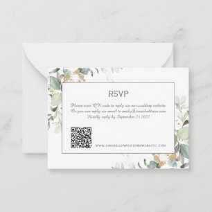 Eleganter botanischer Eukalyptus Greenery QR Code Mitteilungskarte