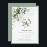 Eleganter Botanischer Garten Floral 50. Geburtstag Einladung<br><div class="desc">Grüß deinen 50. Geburtstag mit dieser wunderschönen Botanischen Grünanlage, die 50. Geburtstagsfeier! Mit einem exquisiten Bouquet von Salbeigrün und botanischer Vegetation ist diese luxuriöse Karte ein Set für Ihre Feier. Die elegante Kalligrafie mit Schreibschrift bietet Eleganz und Modernität, wenn Sie die Details Ihres Geburtstagsbashs personalisieren. Diese atemberaubende Karte wird Ihren...</div>