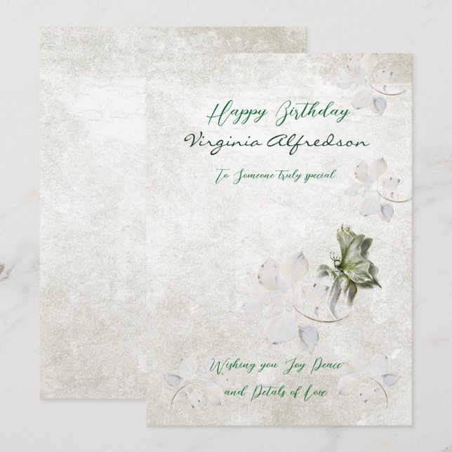 Eleganter botanischer Geburtstag Einladung (Vorne/Hinten)