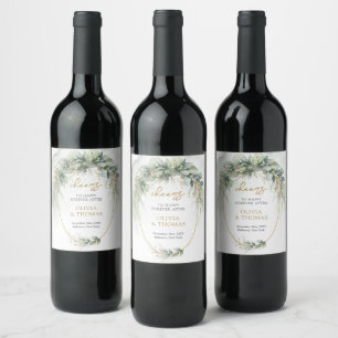 Eleganter botanischer grüner Eukalyptus geometrisc Weinetikett