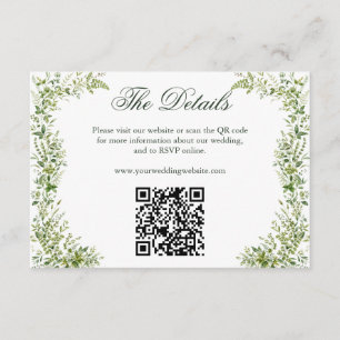 Eleganter Botanischer Hochzeits-Website-QR-Code Begleitkarte