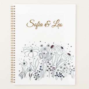 Eleganter Botanischer Hochzeitsplaner mit Wildblum Planer