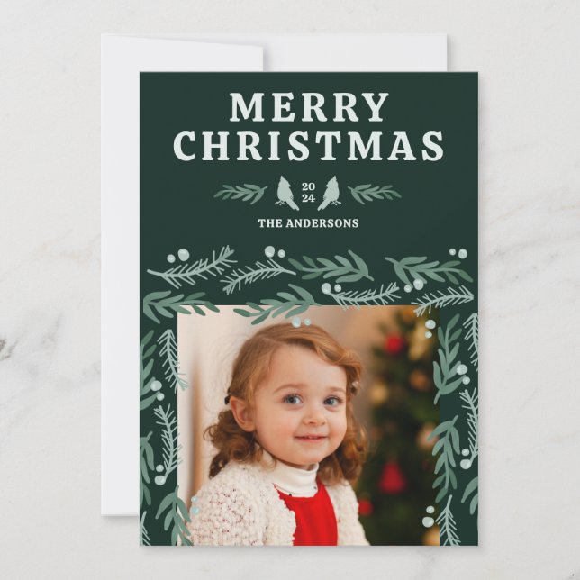 Eleganter botanischer Kardinal Feiertagskarte (Vorderseite)