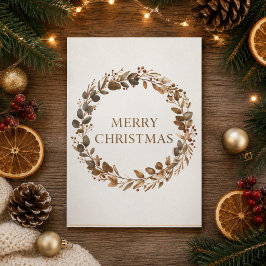 Eleganter botanischer Kranz Frohe Weihnachten Feie Karte