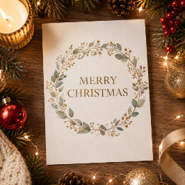 Eleganter botanischer Kranz Frohe Weihnachten Feie Karte