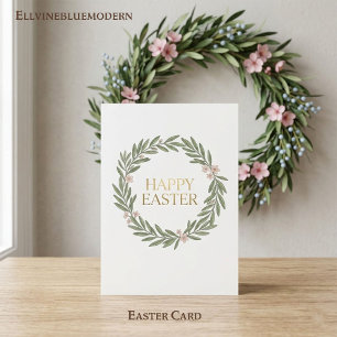 Eleganter botanischer Kranz Goldfolie Osterkarte Karte