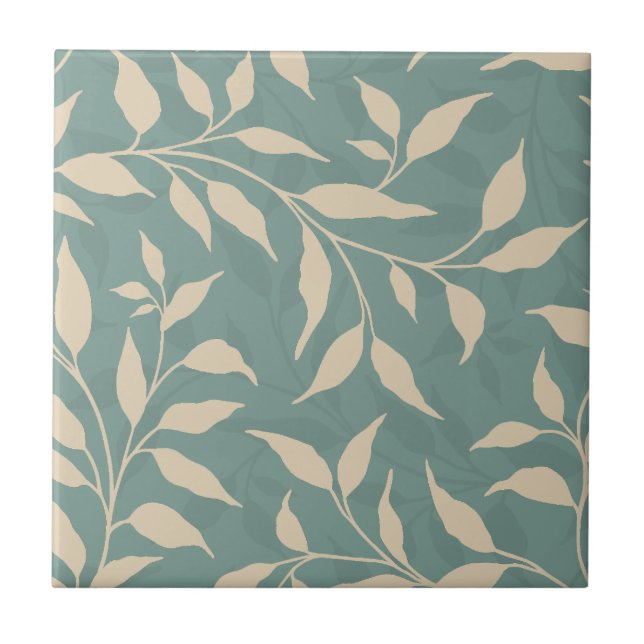 Eleganter Botanischer Leaf Dance Foliage HD Beige  Fliese (Vorderseite)