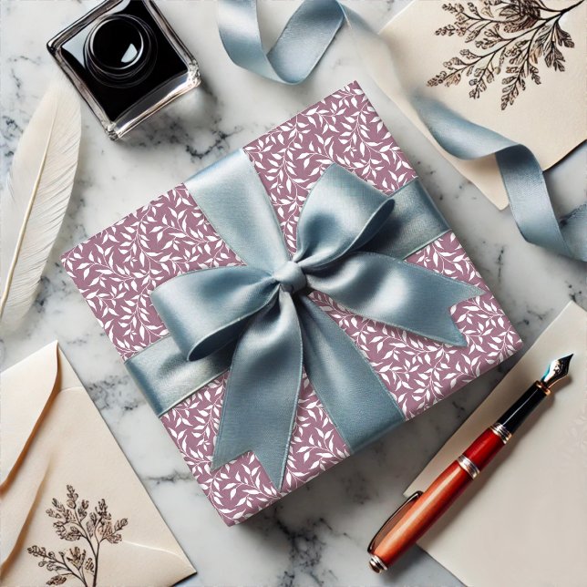 Eleganter botanischer Leaf-Tanz Foliage HD White P Geschenkpapier (Von Creator hochgeladen)