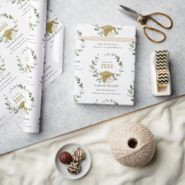 Eleganter botanischer Leafy Wreath Gold Abschluss Geschenkpapier