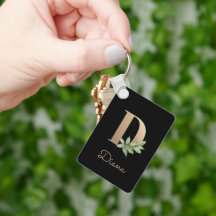 Eleganter Botanischer Monogram Gold Letter D-Schlü