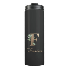 Eleganter Botanischer Monogram Gold Letter F Thermosbecher