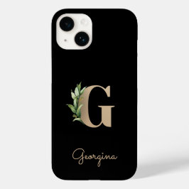 Eleganter Botanischer Monogram Gold Letter G Case-Mate iPhone 14 Hülle
