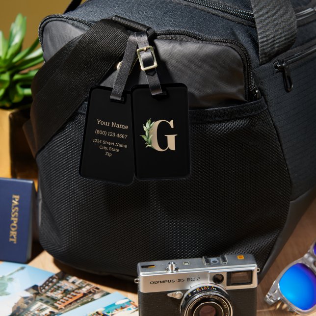 Eleganter Botanischer Monogram Gold Letter G Gepäckanhänger (Vorderseite & Rückseite)