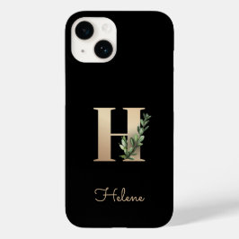 Eleganter Botanischer Monogram Gold Letter H Case-Mate iPhone 14 Hülle