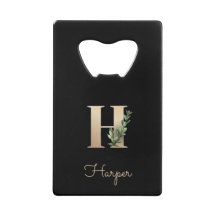 Eleganter Botanischer Monogram Gold Letter H
