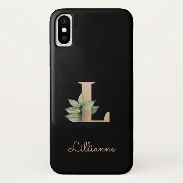 Eleganter Botanischer Monogram Gold Letter L Case-Mate iPhone Hülle (Rückseite)