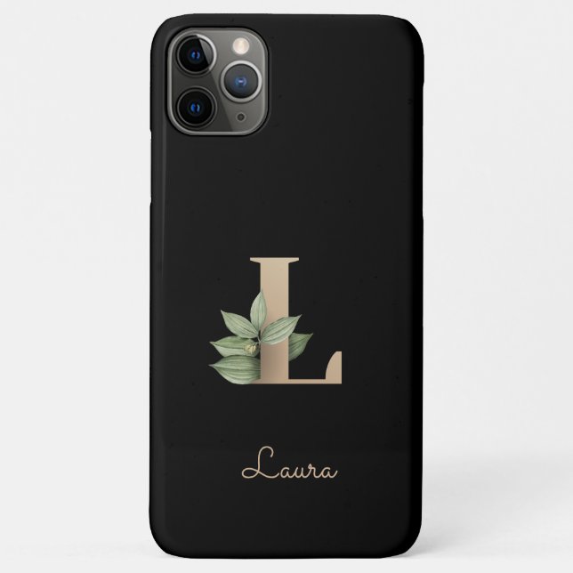 Eleganter Botanischer Monogram Gold Letter L Case-Mate iPhone Hülle (Rückseite)