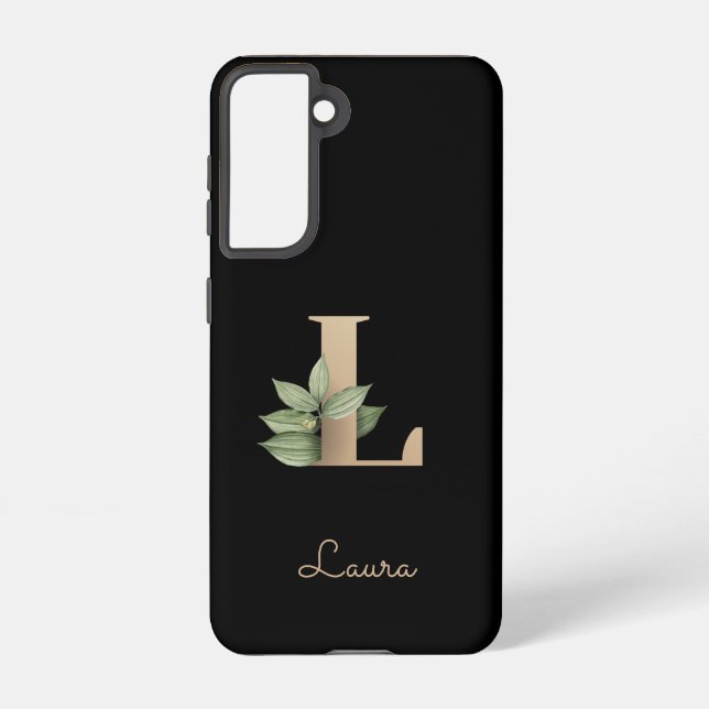 Eleganter Botanischer Monogram Gold Letter L Samsung Galaxy Hülle (Rückseite)