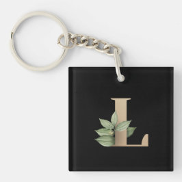 Eleganter Botanischer Monogram Gold Letter L Schlüsselanhänger