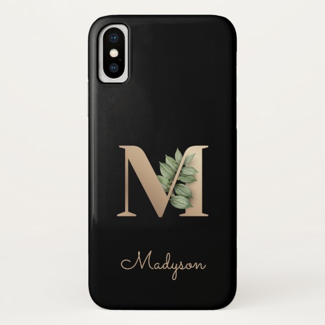 Eleganter Botanischer Monogram Gold Letter M Case-Mate iPhone Hülle (Rückseite)