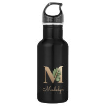 Eleganter Botanischer Monogram Gold Letter M