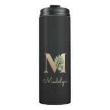 Eleganter Botanischer Monogram Gold Letter M