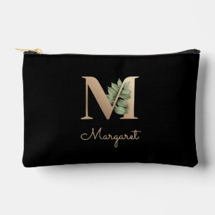 Eleganter Botanischer Monogram Gold Letter M Zubehörtasche
