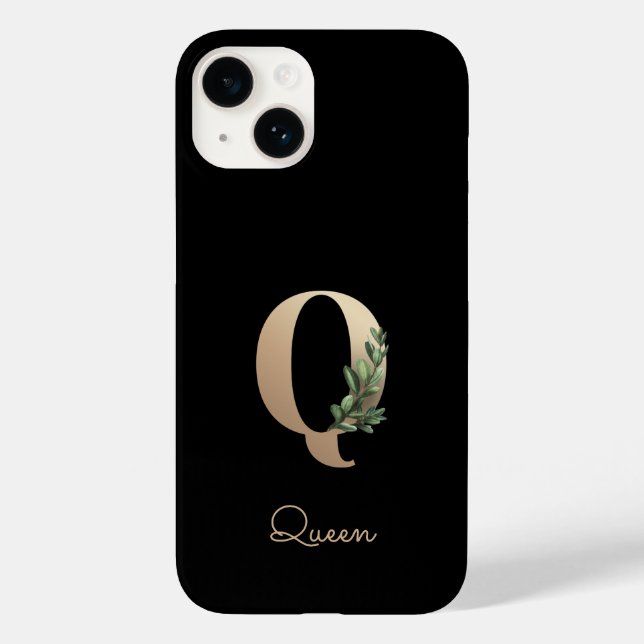 Eleganter Botanischer Monogram Gold Letter Q Case-Mate iPhone 14 Hülle (Rückseite)