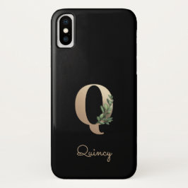 Eleganter Botanischer Monogram Gold Letter Q Case-Mate iPhone Hülle