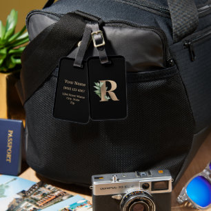 Eleganter Botanischer Monogram Gold Letter R Gepäckanhänger