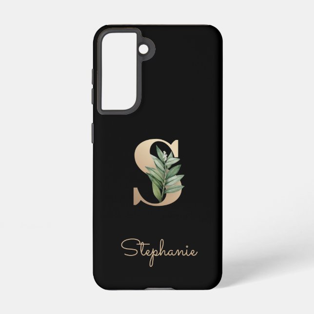 Eleganter Botanischer Monogram Gold Letter S Samsung Galaxy Hülle (Rückseite)