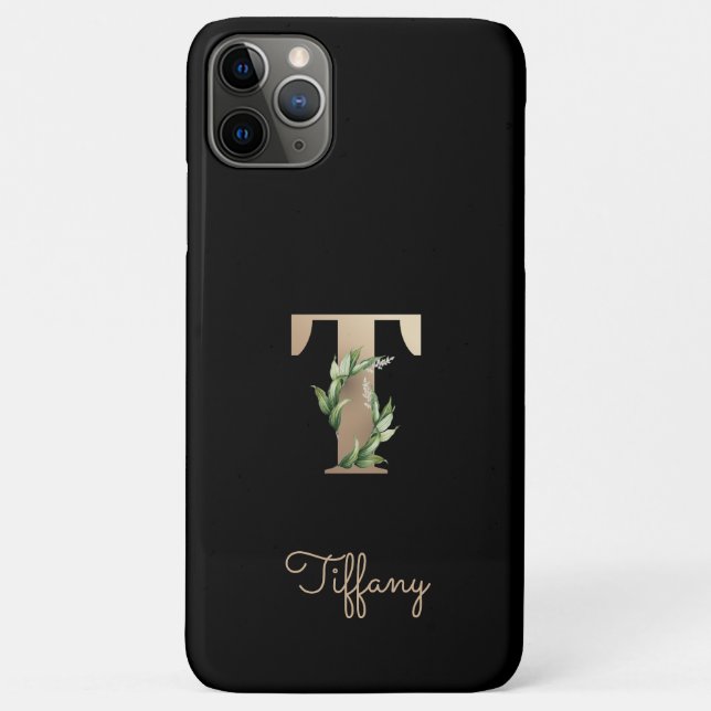 Eleganter Botanischer Monogram Gold Letter T Case-Mate iPhone Hülle (Rückseite)