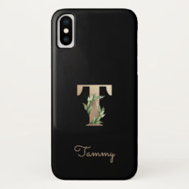 Eleganter Botanischer Monogram Gold Letter T Case-Mate iPhone Hülle