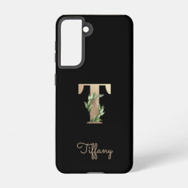 Eleganter Botanischer Monogram Gold Letter T Samsung Galaxy Hülle