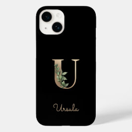 Eleganter Botanischer Monogram Gold Letter U Case-Mate iPhone 14 Hülle