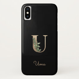 Eleganter Botanischer Monogram Gold Letter U Case-Mate iPhone Hülle