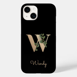 Eleganter Botanischer Monogram Gold Letter W Case-Mate iPhone 14 Hülle
