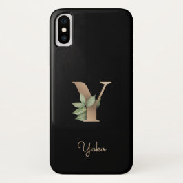 Eleganter Botanischer Monogram Gold Letter Y Case-Mate iPhone Hülle