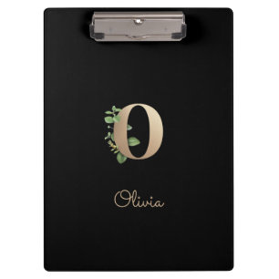 Eleganter Botanischer Monogram Letter O Klemmbrett