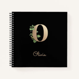 Eleganter Botanischer Monogram Letter O Notizbuch