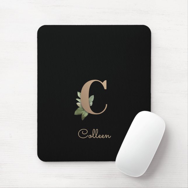 Eleganter Botanischer Monogramm-Brief C Mousepad (Mit Mouse)