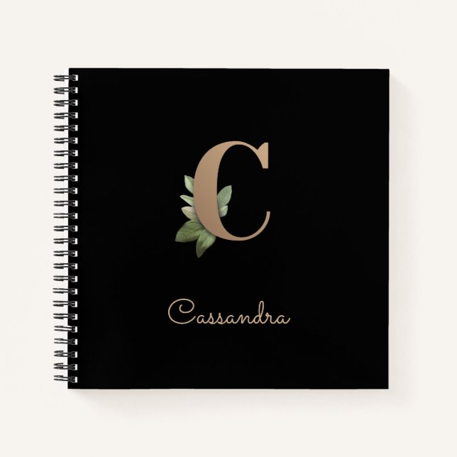 Eleganter Botanischer Monogramm-Brief C Notizbuch (Vorderseite)
