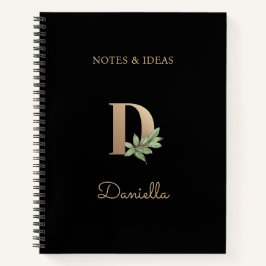 Eleganter Botanischer Monogramm-Brief D Notizbuch