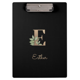 Eleganter Botanischer Monogramm-Brief E Klemmbrett