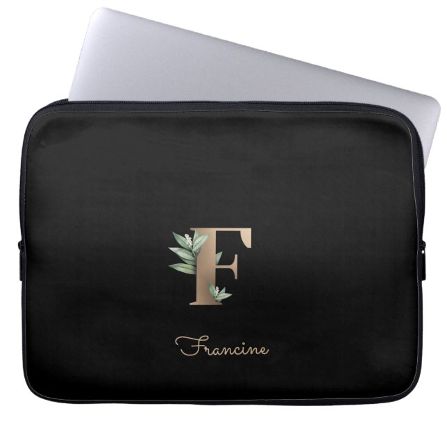 Eleganter Botanischer Monogramm-Brief für den Lapt Laptopschutzhülle (Vorderseite)