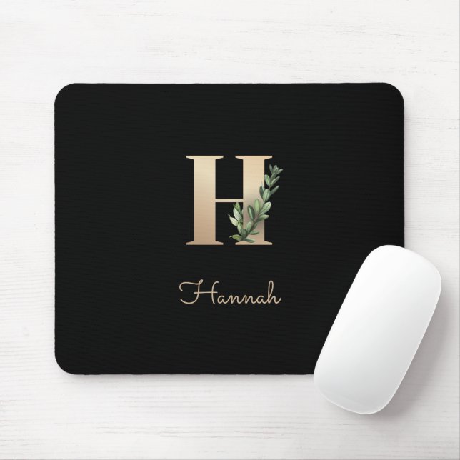 Eleganter Botanischer Monogramm-Brief H Mousepad (Mit Mouse)